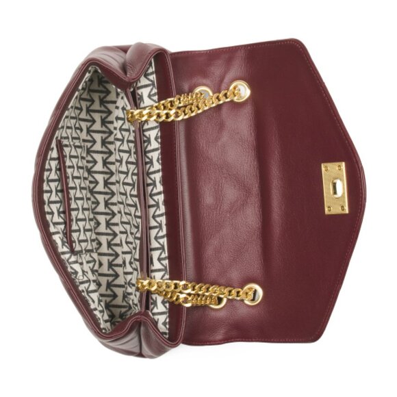 Viral MONCRIEF LONDON Cathryn Bordeaux Leather Flap Over Quilted Tote NWT - Picture 13 of 14